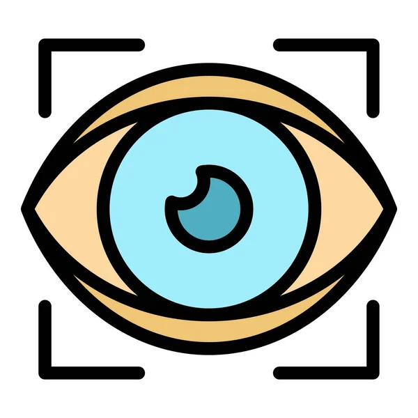 Vetor de contorno de cor de ícone de exame ocular — Vetor de Stock
