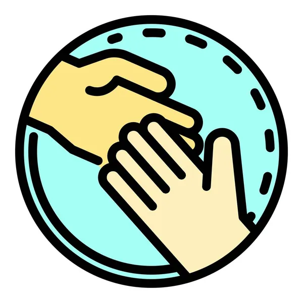 Hand in hand in a circle icon color outline vector — Stock Vector