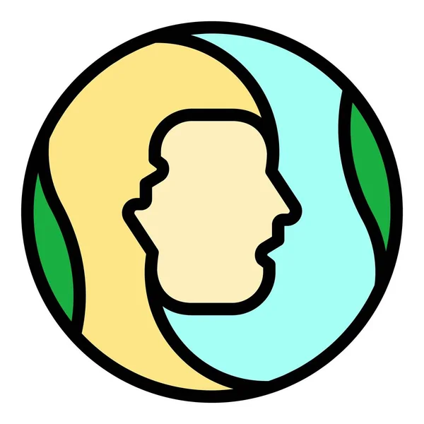 Cara de un hombre en un icono de círculo color contorno vector — Vector de stock
