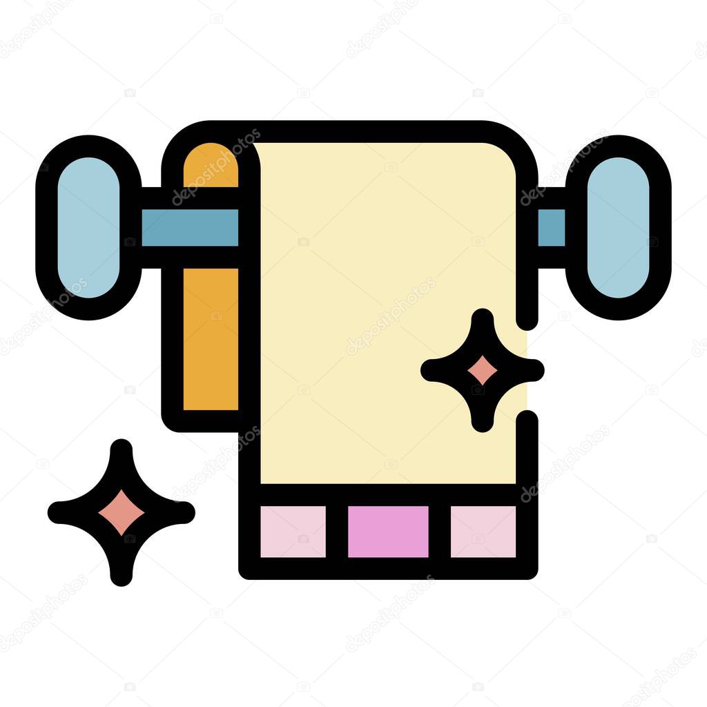 Towel on a crossbeam icon color outline vector