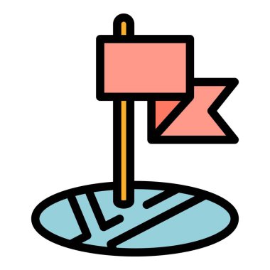 Harita simgesi üzerindeki bayrak renk ana hatları vektörü