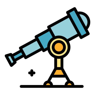 Teleskop simgesi renk dış hat vektörü