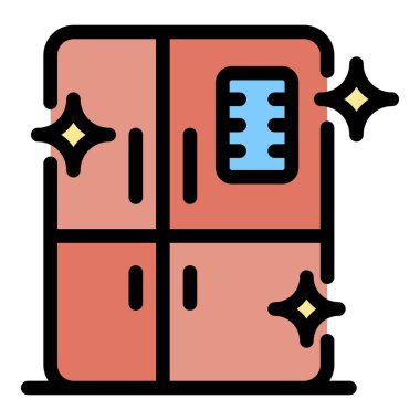 Buzdolabı simgesi temizleme rengi ana hatları vektörü