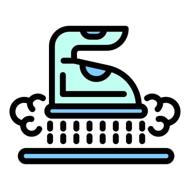 Buhar demiri simgesi renk ana hatları vektörü