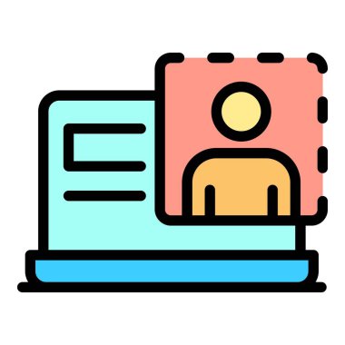 Sosyal ağ profili resim rengi ana hatları vektörü