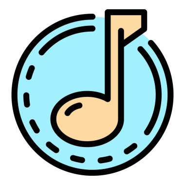 Müzik nota simgesi renk ana hatları vektörü