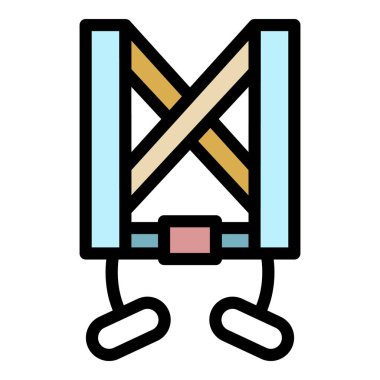 Tırmanış ekipmanı simgesi renk ana hatları vektörü