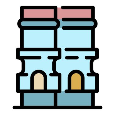 İki kule simgesi renk dış hat vektörü