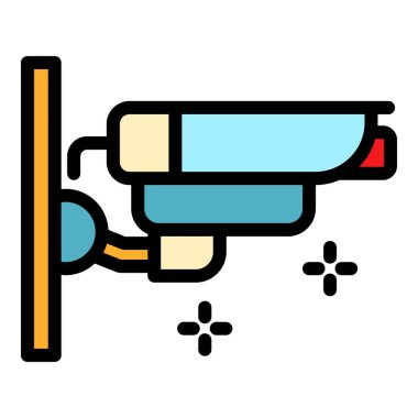 Güvenlik kamerası simgesi renk ana hatları vektörü