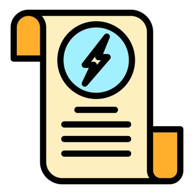 Elektrik faturası simgesi renk ana hatları vektörü