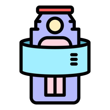 Vücut CT taraması simgesi renk ana hatları vektörü