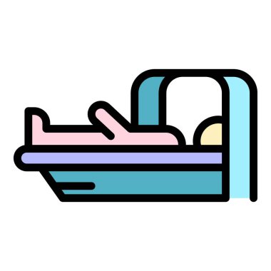 İnsan vücudu tıbbi test simgesi renk ana hatları vektörü