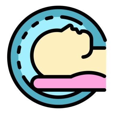 Beyin inceleme simgesi renk ana hatları vektörü