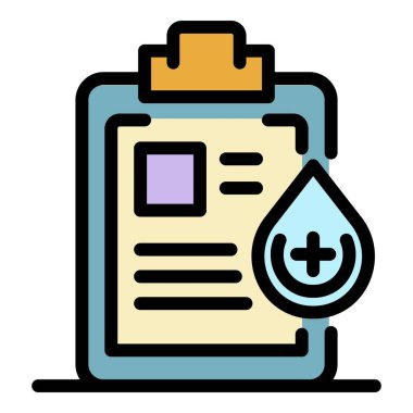 Tıbbi teşhis listesi simgesi renk ana hatları vektörü