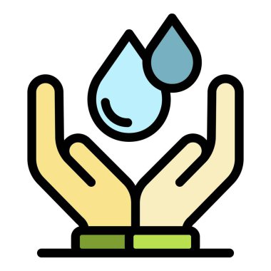 İki damla simgesi renk ana hatları vektörü tutuluyor