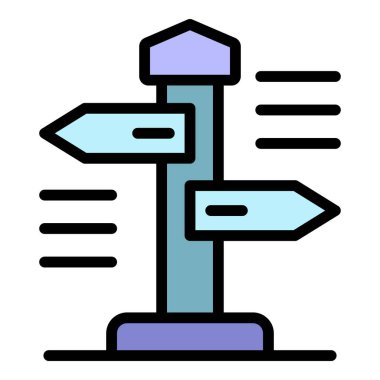 Eko ahşap yön sütun simgesi renk dış hat vektörü