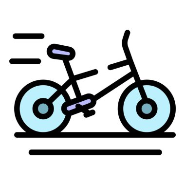 Çevre elektrikli bisiklet simgesi renk ana hatları vektörü