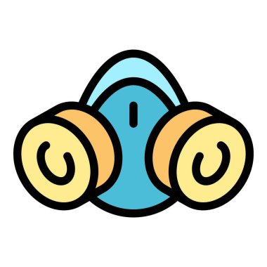 Gaz maskesi simgesi renk ana hatları vektörü