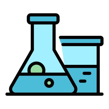 Kimyasal şişe simgesi renk ana hatları vektörü