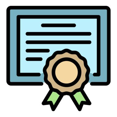 Yabancı dil diploma simgesi renk ana hatları vektörü