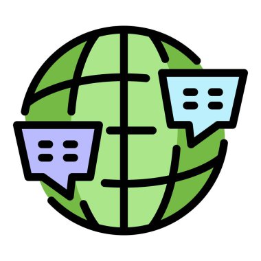 Genel yabancı dil simgesi renk ana hatları vektörü