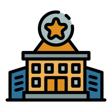 Polis ofisi simgesi renk ana hatları vektörü