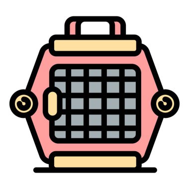 Modern köpek kafesi simgesi renk ana hatları vektörü