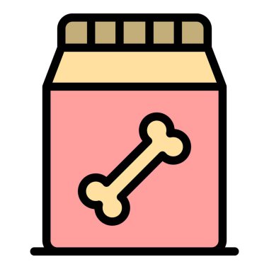 Köpek kemiği paket simgesi renk ana hatları vektörü