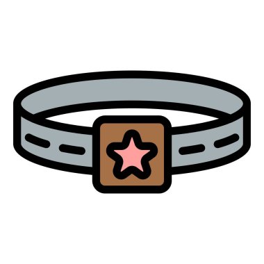 Yıldız köpek kemeri simgesi renk ana hatları vektörü