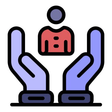 Kişisel koruma simgesi renk ana hatları vektörü