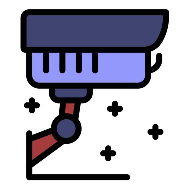 Güvenlik kamerası simgesi renk ana hatları vektörü