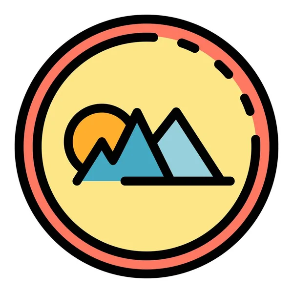 Mountains in a circle icon color outline vector — Stock Vector