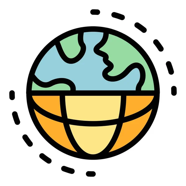 Planet Globus Symbol Farbe Umrissvektor — Stockvektor