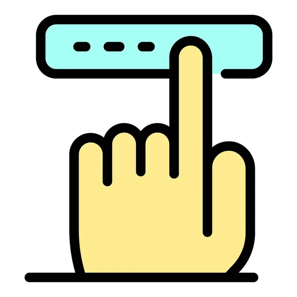 Finger berühren Taste Symbol Farbe Umrissvektor — Stockvektor