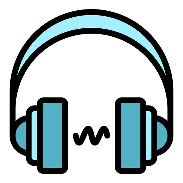 Headphones ícone cor contorno vetor —  Vetores de Stock