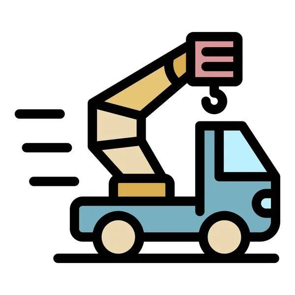 Truck crane icon color outline vector — Stock Vector