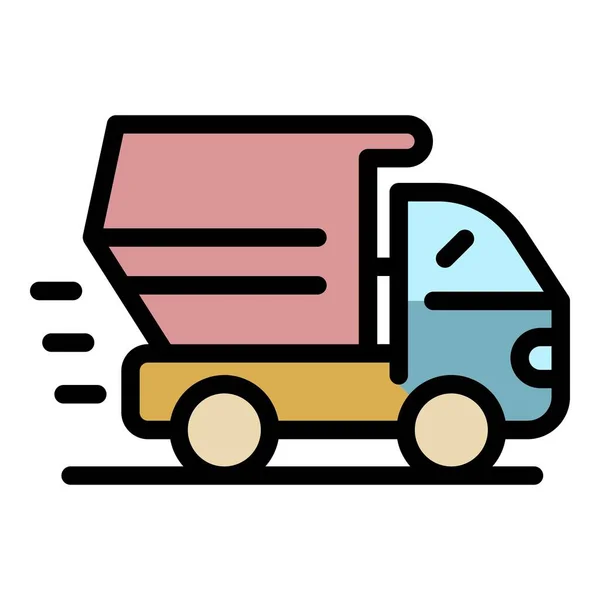 Dump truck pictogram kleur overzicht vector — Stockvector