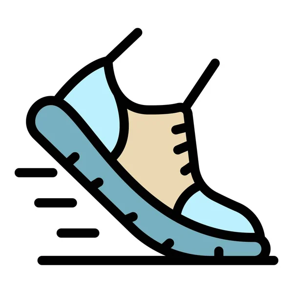 Pie en zapatilla de deporte icono color contorno vector — Archivo Imágenes Vectoriales