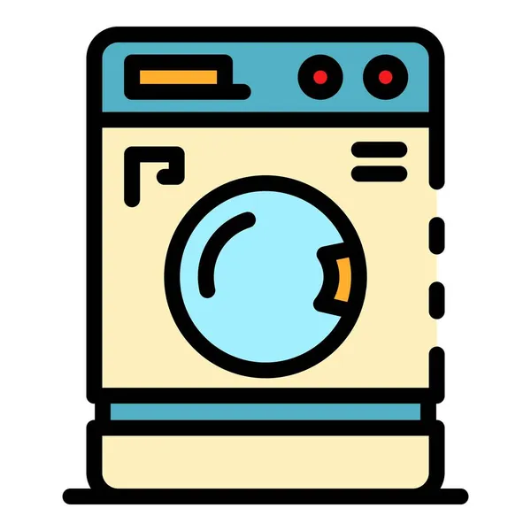 Вектор кольорового контуру піктограми пральної машини — стоковий вектор