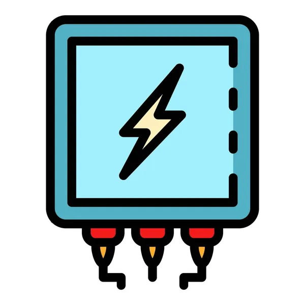 Вектор контура цвета иконок электрического трансформатора — стоковый вектор
