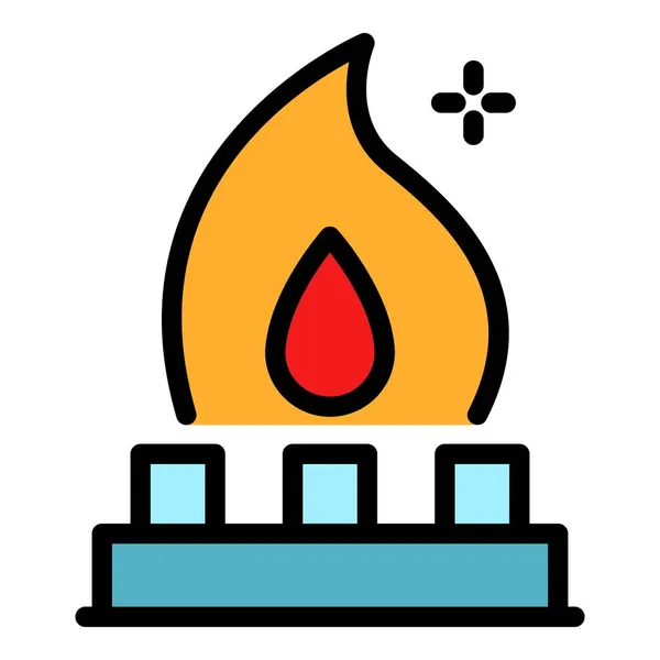 Flame in burner icon color outline vector — Stock Vector