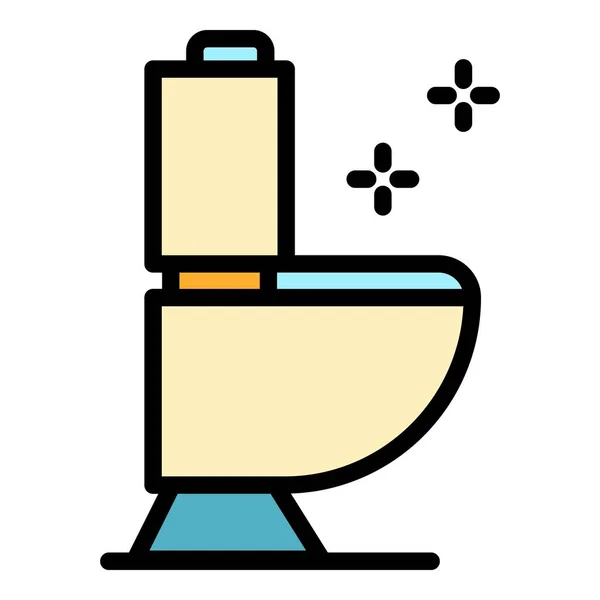 WC-Pfanne Symbol Farbe Umrissvektor — Stockvektor