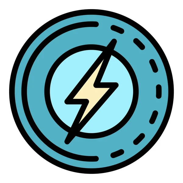 Lightning in a circle icon color outline vector — Stock Vector
