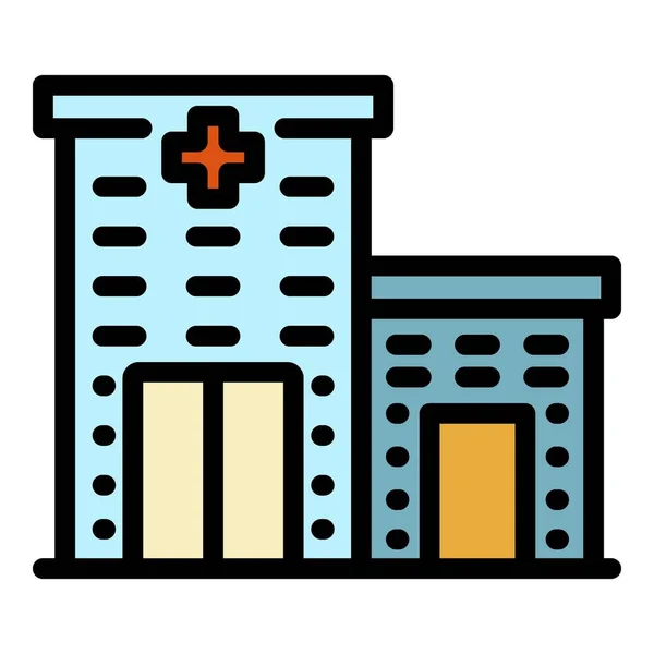 Edificio del hospital icono color contorno vector — Vector de stock