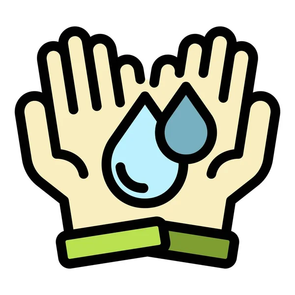 Drops in the hands icon color outline vector — Stock Vector