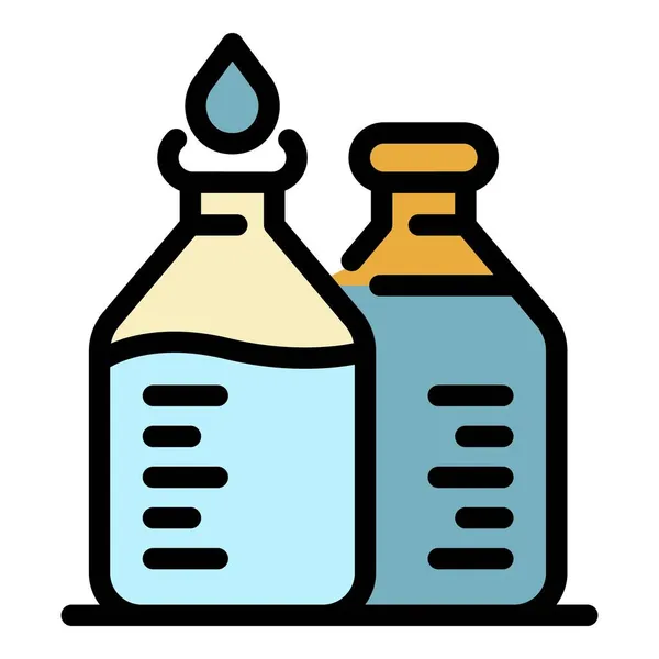 Dwie butelki ze środkiem zaradczym ikony kolor zarys wektor — Wektor stockowy