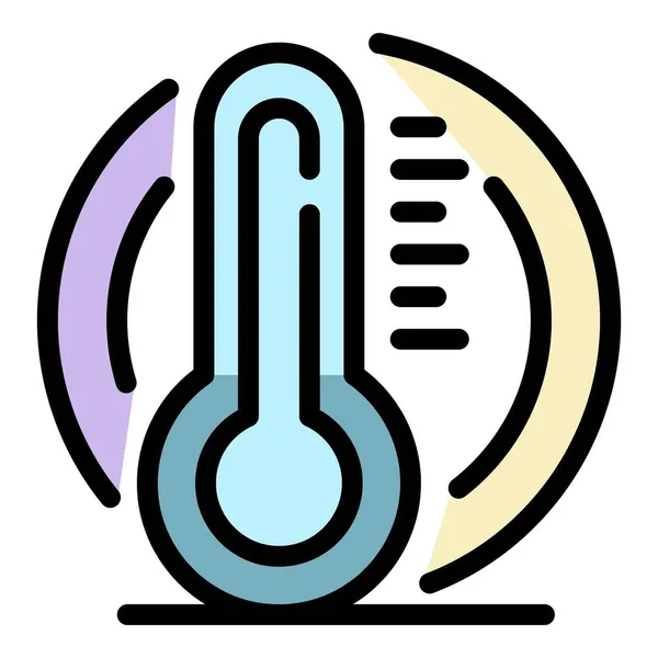 Badanie temperatury ciała ikona kolor zarys wektor — Wektor stockowy