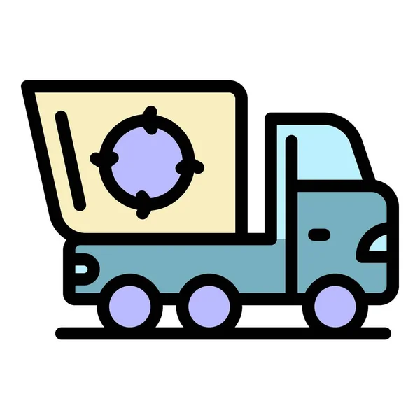 Eco vuilniswagen pictogram kleur overzicht vector — Stockvector