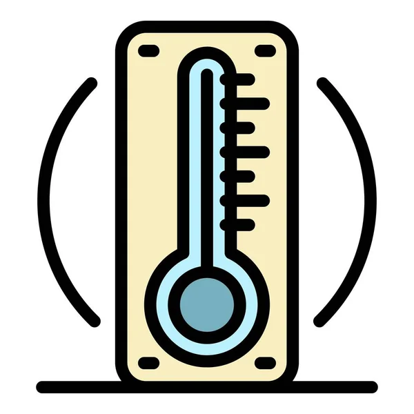 Açık hava termometre simgesi renk dış hat vektörü — Stok Vektör