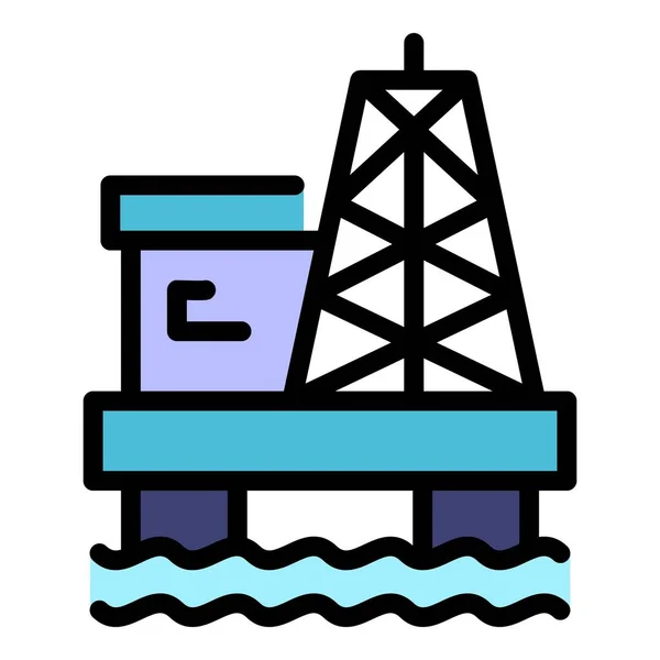 Extrato de gasolina do mar ícone cor contorno vetor — Vetor de Stock